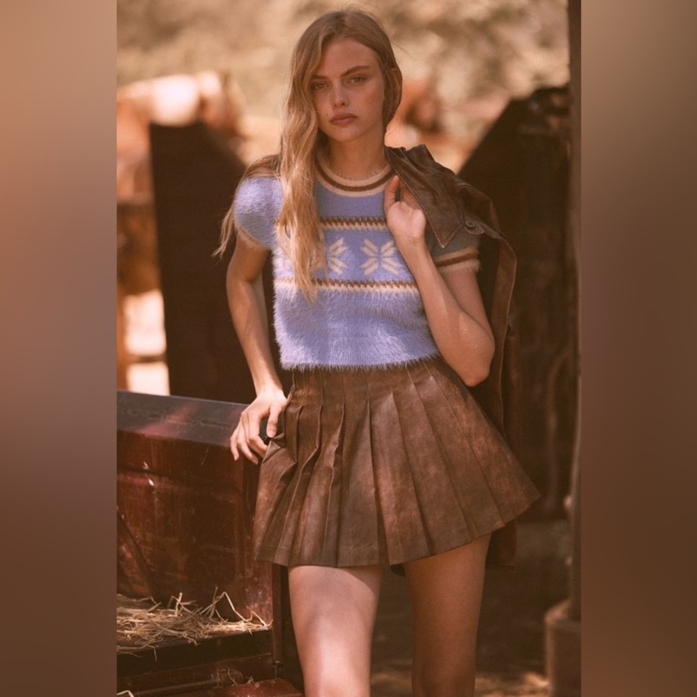 Brown Pleated Skirt